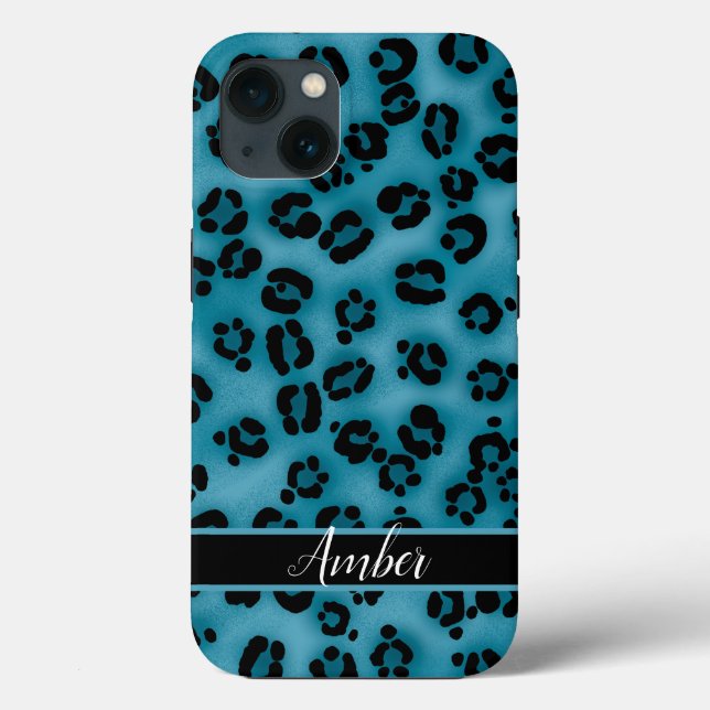 Estampa de leopardo preto azul personalizada (Verso)