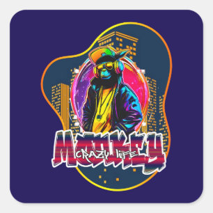 Estampa Graffiti Art Monkey Rap Hip Hop - Adesivo