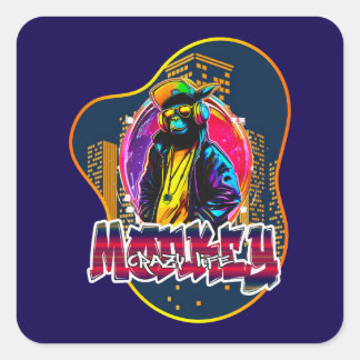 Estampa Graffiti Art Monkey Rap Hip Hop - Adesivo