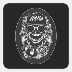 Estampa Hip Hop - Hip Hop Skull Vibes - Adesivo