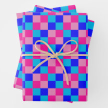 Estampa Xadrez Rosa e Azul