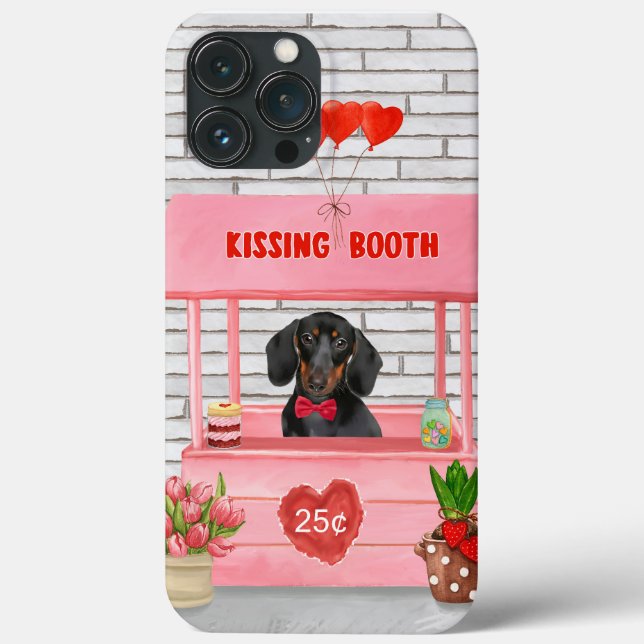Estande de Beijos de Cachorro Dachshund no Dia dos (Verso)