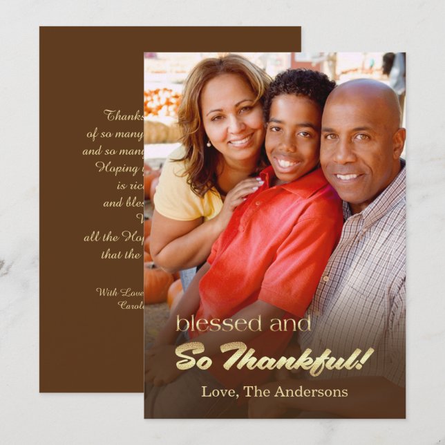 Estando grato. Cartão com fotos Personalizado de A (Frente/Verso)