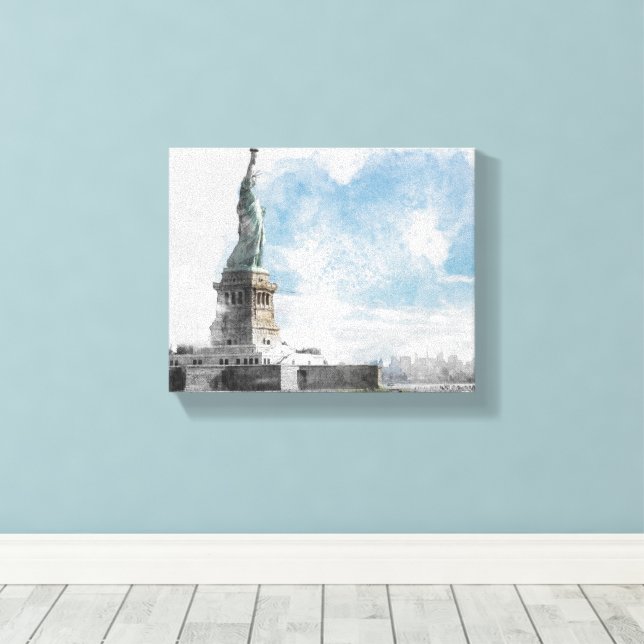 Estátua da Liberdade Manhattan Skyline Canvas Wall (Insitu(piso de madeira))