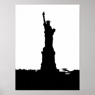 Estátua da Liberdade Silhouette Poster Impressão