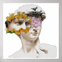 Estátua De David Michelangelo Floral Poster