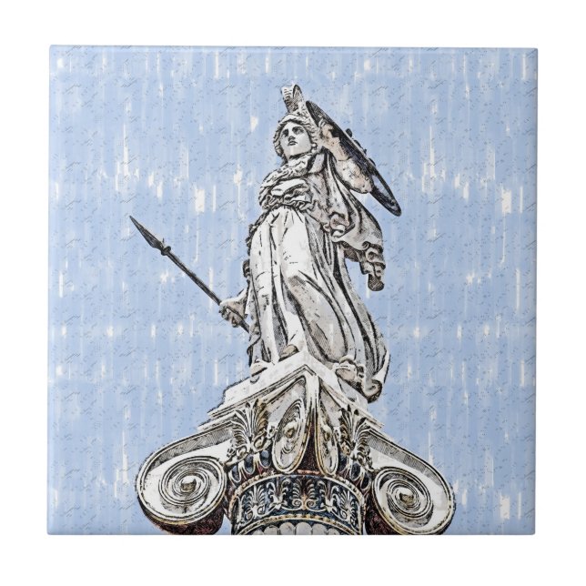 Estátua em esboço de aquarela do Azulejo cerâmico  (Frente)