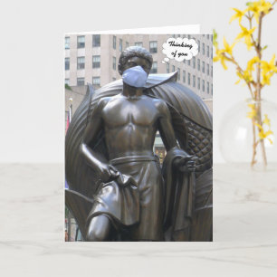 Estátua jovem, Pensando em você - cartão com fotos