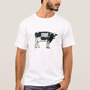 este branco do motivo da vaca da camisa da
