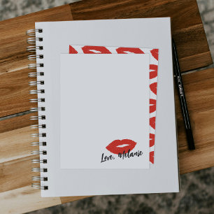 Este Cartão de Nota de Papelaria Kiss - Vermelho