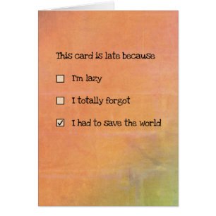 Este cartão está atrasado porque... (personalizáve