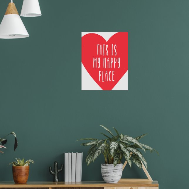 Este É Meu Lugar Feliz Impressão, Poster Vermelho, (Sala de Estar 1)