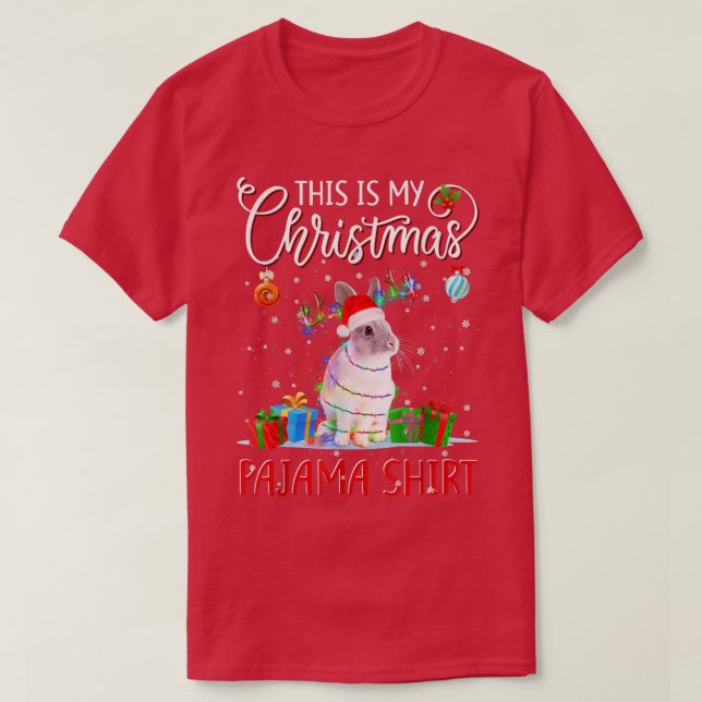 Este é o Meu Natal Camisa de dormir Coelho Luzes d (Frente do Design)