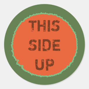 ESTE LADO ACIMA da etiqueta da embalagem