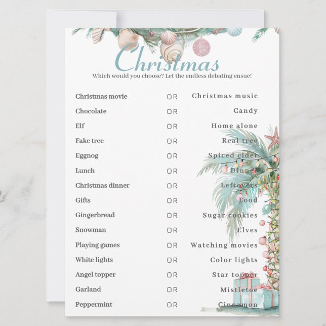 Este ou Aquele Cartão de Natal Costeiro (Frente)