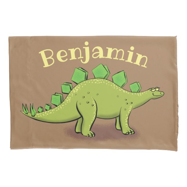 Estegossauro dinossauro desenho animado verde engr (Frente)