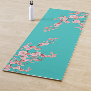 Esteira de Yoga Aguarela Flor de Cerejeira Zen