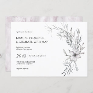 estêncil botânico elegante convite para casamento