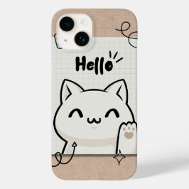 Estética de design fofo gato olá vintage marrom