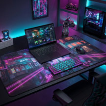Estética Noturna de Cidade Neon Cyberpunk para Jog