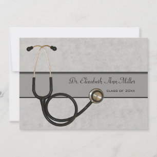 Estetoscópio cinzento - convite da festa de