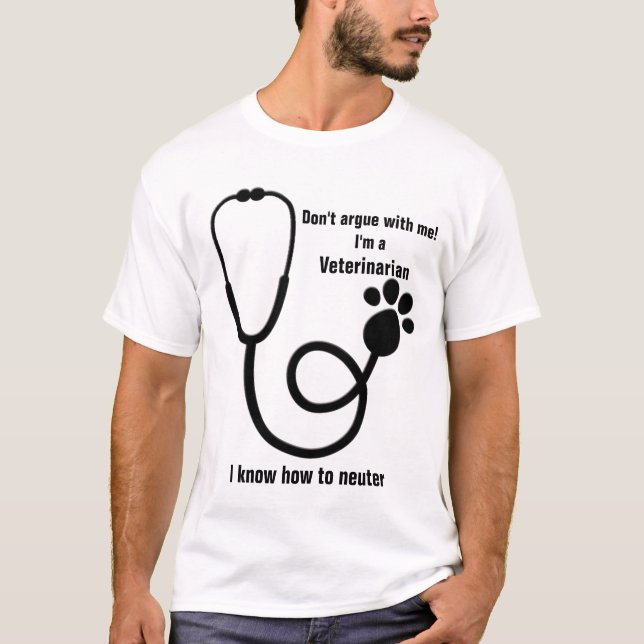 Estetoscópio do veterinário no t-shirt dos homens (Frente)