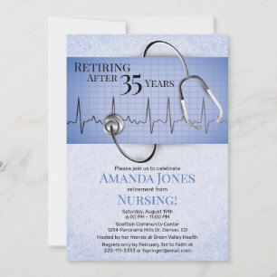 Estetoscópio ECG Convite de festas de aposentadori
