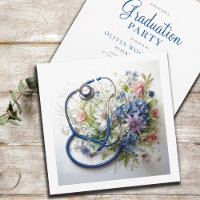 Estetoscópio Floral Convite para Graduação Médica