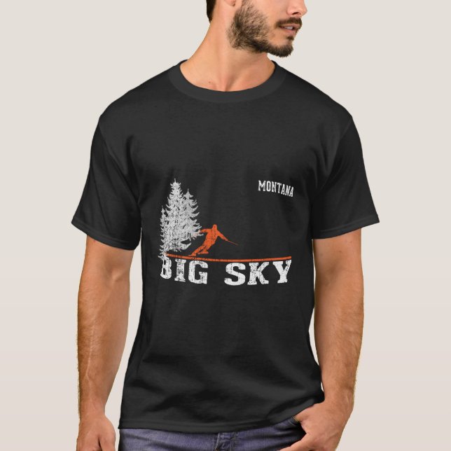 Estilo 1980S Camisa De Esqui Big Sky Mt Long Sleev (Frente)