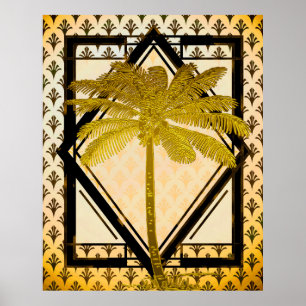 Estilo antigo Art Deco Palm Poster