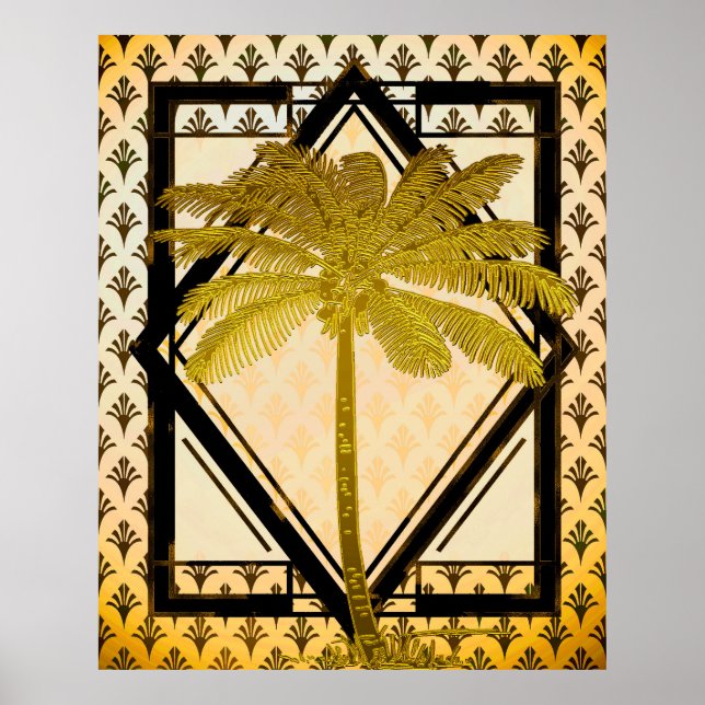 Estilo antigo Art Deco Palm Poster (Frente)