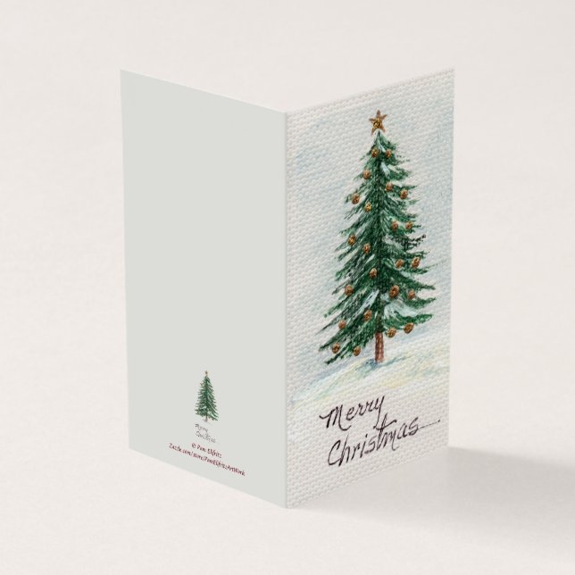 Estilo antigo Árvore de Natal Aquarela em Neve Hol (Exterior)