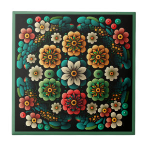 Estilo Art deco padrão floral azulejo cerâmico