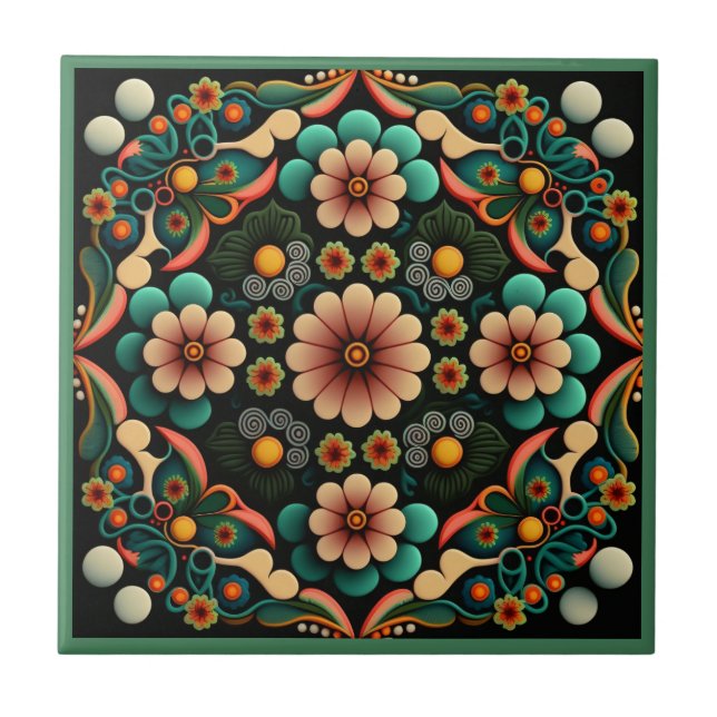 Estilo Art deco padrão floral azulejo cerâmico (Frente)