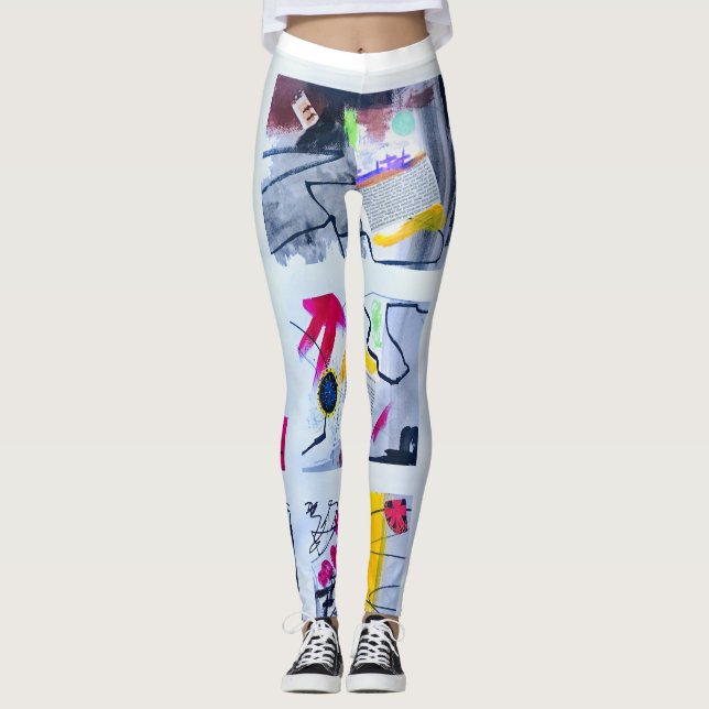 estilo artístico de designer retrô legging abstrat (Frente)