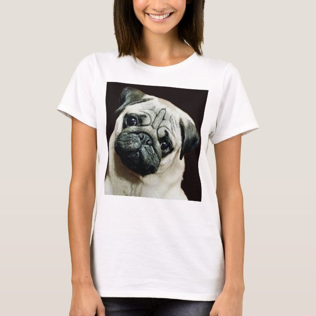 Estilo branco preto, Pug bonito, T-Shirt (Frente)