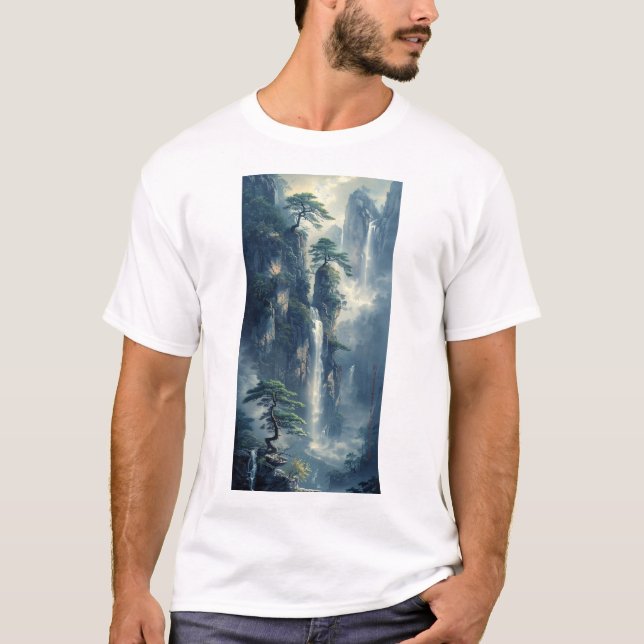 Estilo Chinês - Paisagem Antiga pintando Camiseta (Frente)