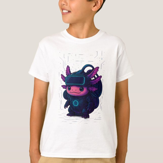 Estilo ciberpunk Axolotl de camiseta futurística S (Frente)