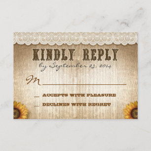 estilo country rústico marrom que wedding RSVP com