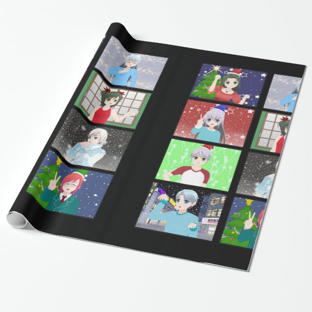 Estilo de animação Papel de embrulho de Natal (Desenrolado)