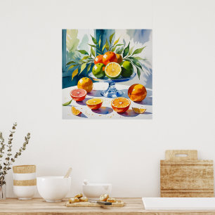 Estilo de Aquarela Citrus Vignette Poster