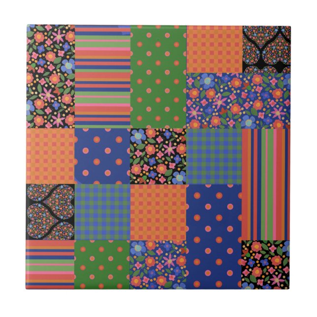 Estilo de Arte Folha Faux Patchwork Azulejo cerâmi (Frente)