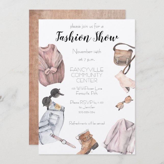 Estilo de Cores D'Água da Apresentação de Convites (Frente/Verso)