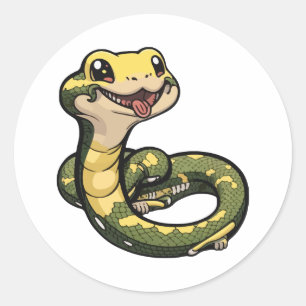 estilo de desenho animado do adesivo anaconda fofo