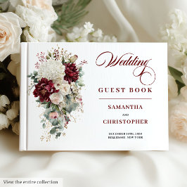 Estilo de livro de visitas de casamento com rosas 