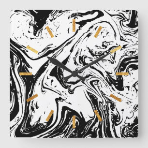 Estilo de mármore preto e branco - relógio de pare