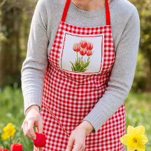 Estilo de País Gingham Vermelho com Tulipas Vermel