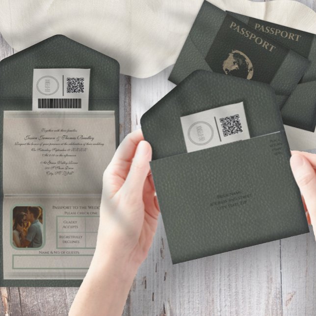 Estilo de Passaporte Tudo em Um Convite De Casamen (Criador carregado)