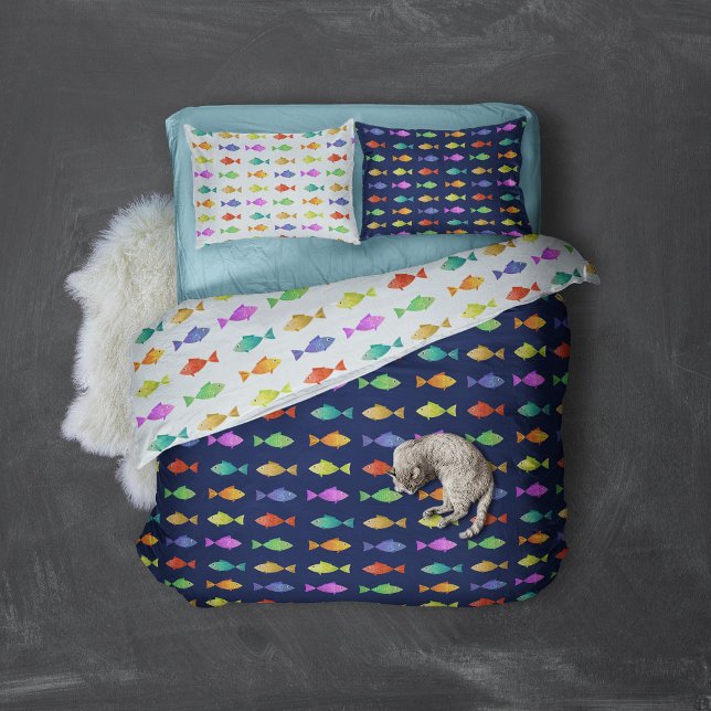 Estilo de peixe colorido e bonito (Cute Rainbow fish colorful patterned bedding for ocean lovers pillow case)