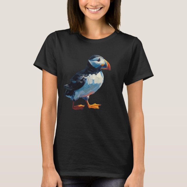 Estilo de Pintura de Óleo de Camiseta Puffin Adorá (Frente)